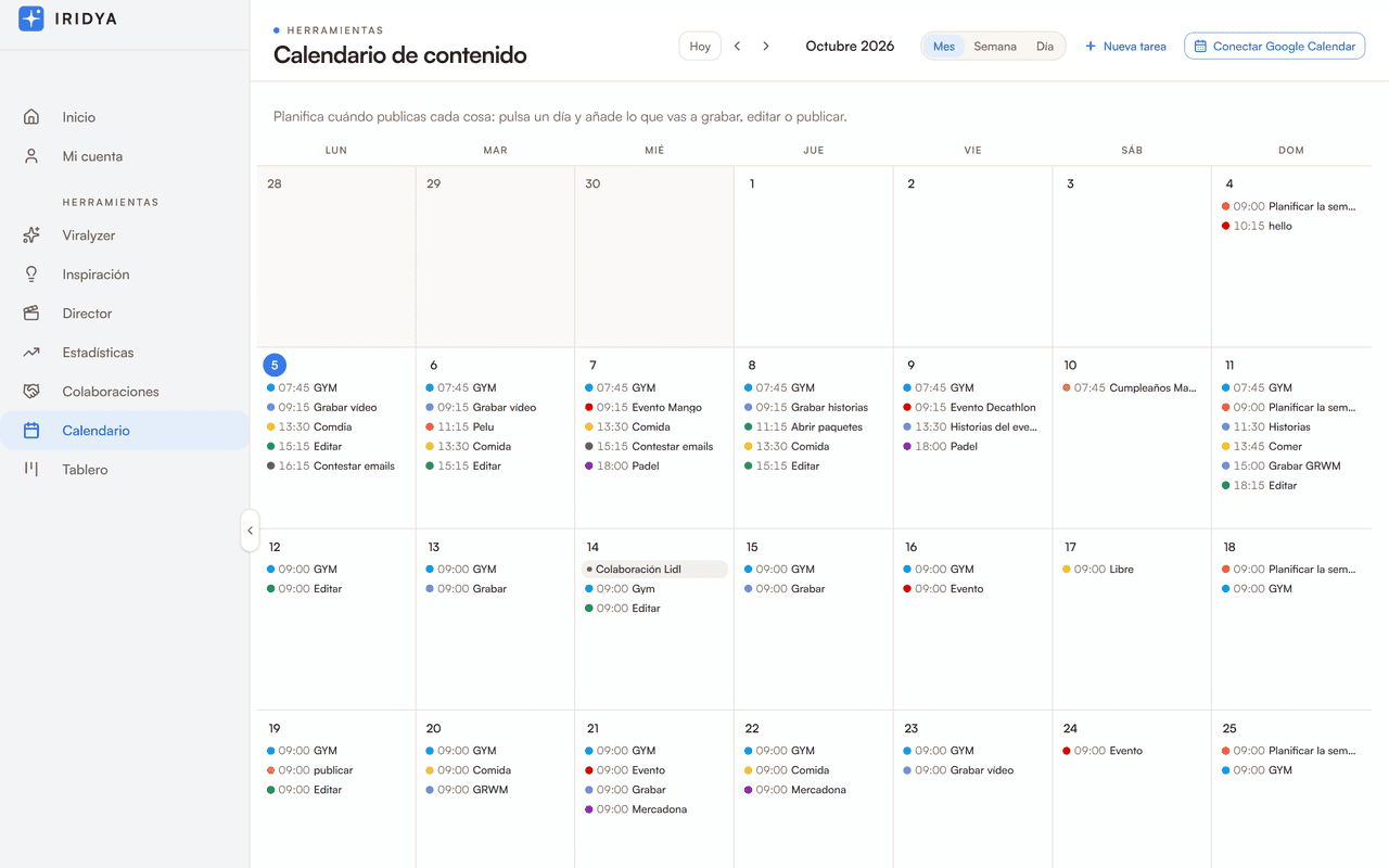 Calendario: Todo lo que viene, en un vistazo.